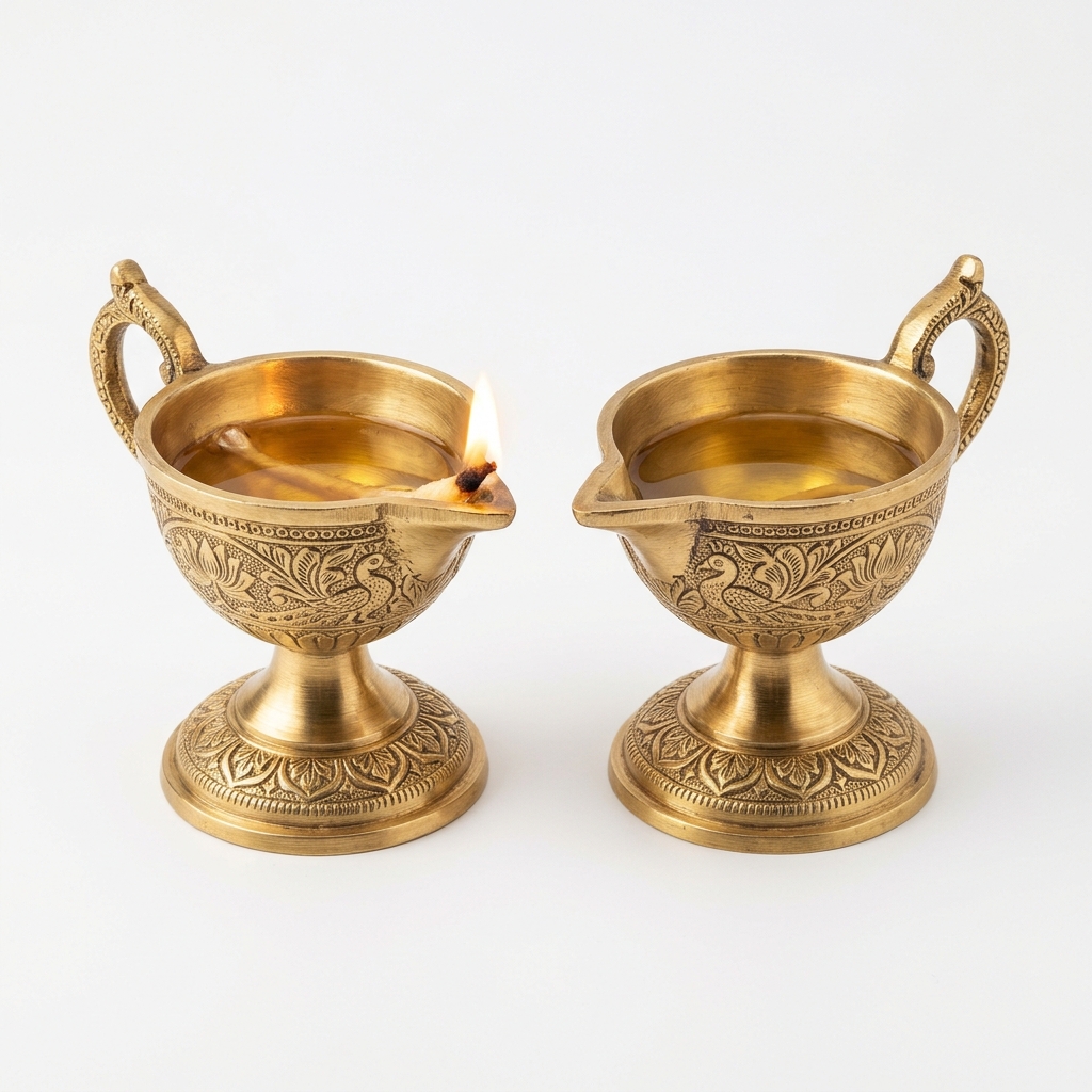 Handcrafted Brass Diya Pair (Moradabad)